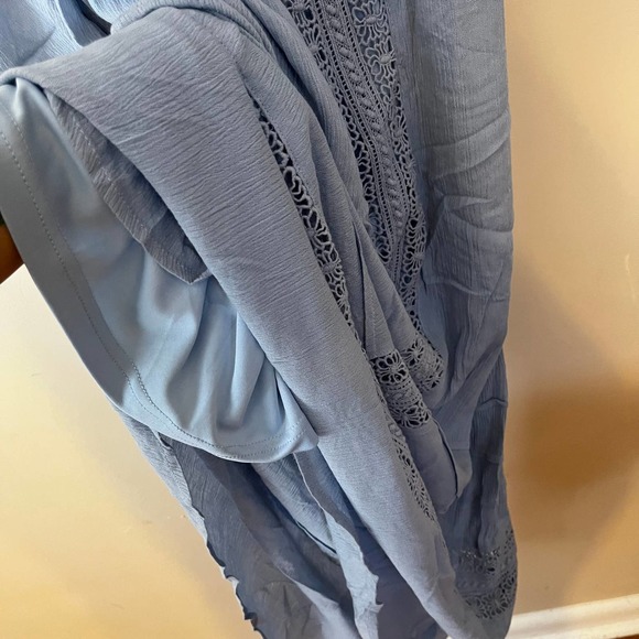 Altar'd State Dusty Blue Halter Maxi Dress Small Crochet Lined Boho Beachy - Picture 4 of 7